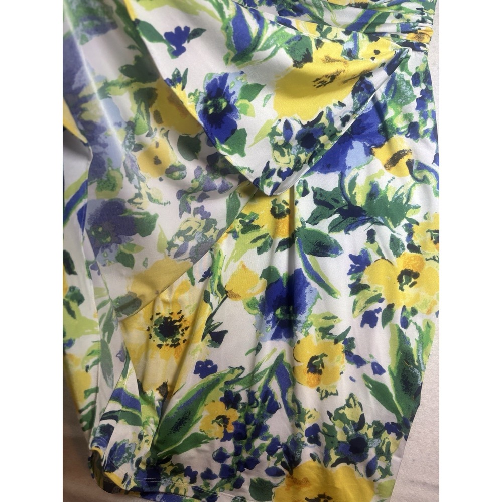 Lauren Ralph Lauren Dress Size 10 Sleeveless Side Ruching Floral Faux Wrap NWT - Picture 10 of 13